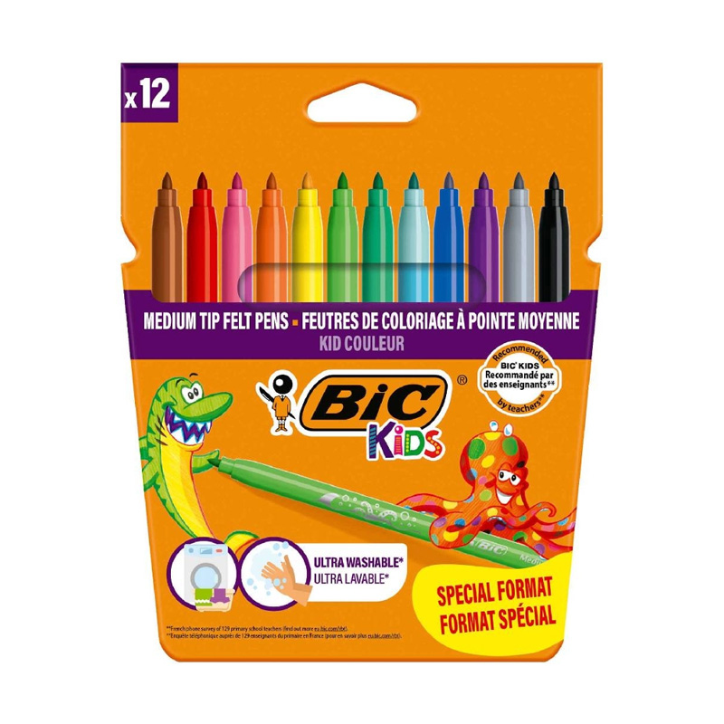 BIC Kids Kid Couleur – 12 rotuladores lavables