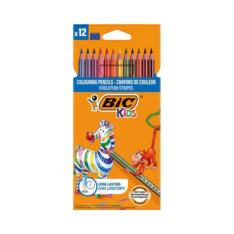BIC Kids Evolution Stripes – 12 lápices de colores