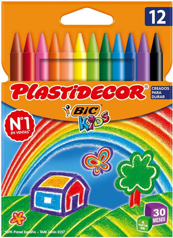 BIC Kids Plastidecor – Ceras de colores, 12 unidades