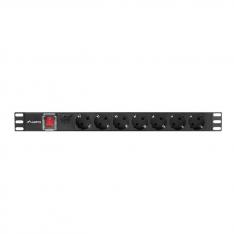 Regleta lanberg 1u 10a 7x schuko rack 19 pulgadas 2m negro c14