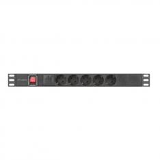Regleta lanberg 1u 16a rack 19 pulgadas 5x socket schuko negro 2m