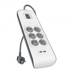 Regleta alimentacion belkin bsv604vf2m - v2 proteccin contra sobret 6 tomas + 2 usb -  a 2.4 boton
