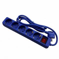 Regleta phasak 5 tomas schuko 16a con interruptor azul 1 -8 m