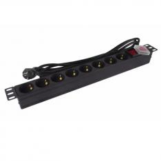Regleta phasak 8 tomas armario rack 19 pulgadas con interruptor 3m negro bns 1520