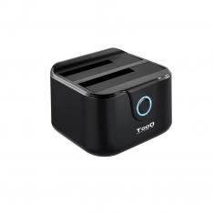 Base dock discos sata tooq 2 bahias 2.5 pulgadas -  3.5 pulgadas - usb 3.0 - funcion clonacion