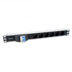 Regleta equip rack 19 pulgadas 1u 6 tomas shucko con cable magnetotermico 1.8m