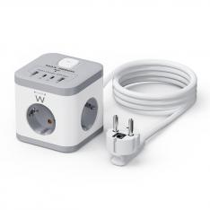 Regleta sobremesa ewent ew3863 3x schuko -  2x usb tipo a -  2x usb tipo b